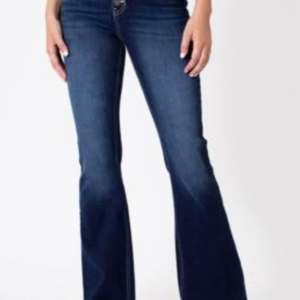 Elegant Dark Blue Flare Jeans